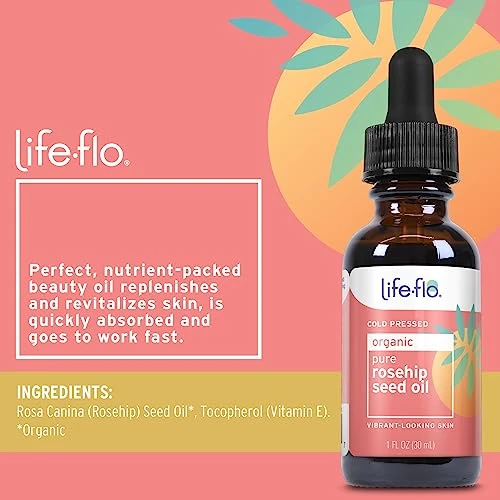 Life Flo Pure Organic Rosehip Seed Oil Hydrating Face Oil Dry Skin Care Cold Pressed From Organic Rose Hips Rich In Fatty Acids And Vitamin