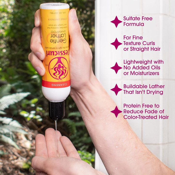 Jessicurl Gentle Lather Shampoo Citrus Lavender 32 Fl Oz. Cleansing Curly Hair Shampoo Vegan Sulfate Free Shampoo