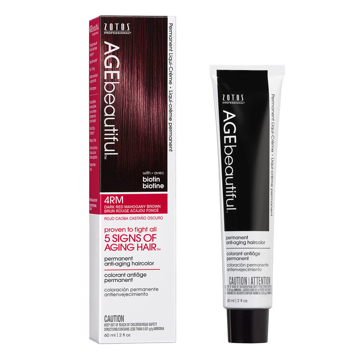 Age Beautiful Permanent Hair Dye 4Rm Dark Red Mahogany Brown Mahogany Hair Color Cream With 100 Percent Gray Coverage Anti Aging Biotin