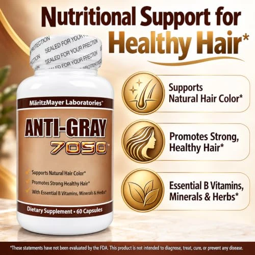 Anti Gray Hair 7050 Helps Restore Natural Hair Color 60 Capsules Per Bottle 2 Bottles