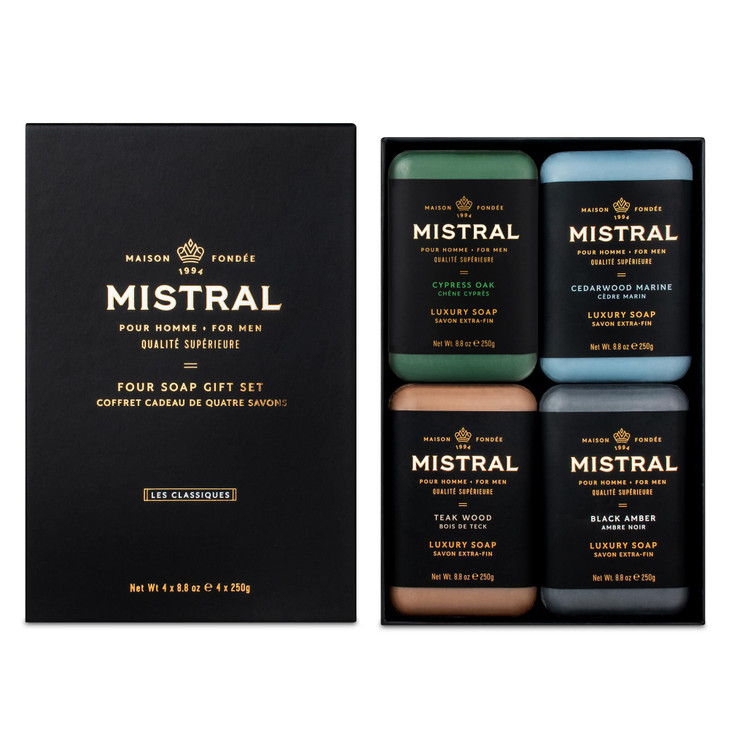 Mistral Men S Luxury Bar Soap For Men Classics Gift Set 4 X 8.8 Oz