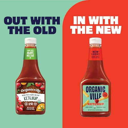 Organicville Organic Ketchup Tomato Ketchup Gluten Free Non Gmo Vegan Usda Organic Made With Agave Nectar Plant Based Ketchup Squeeze Bottle