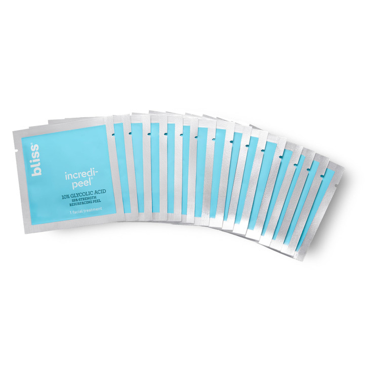 Bliss Incredi Peel Aha Glycolic Acid Exfoliating Facial Peel Pads 15 Count