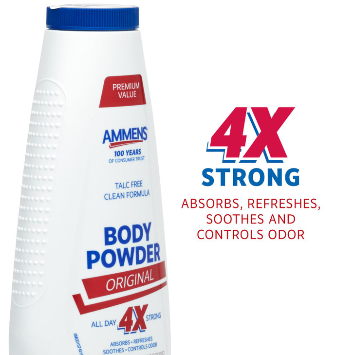 Ammens Original Body Powder - Talc Free Body Powder with Naturally Derived Cornstarch - Free from Dye and Parabens - Soothes Itchy Skin - 11 oz