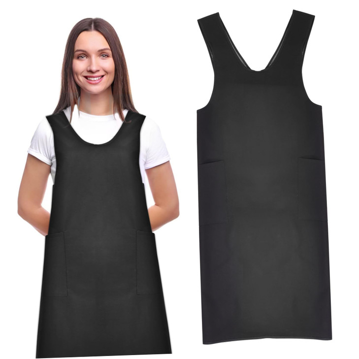 Lurrose Barber Haircut Styling Apron Professional Waterproof Salon Hair Stylist Apron with Pockets for Salon Hairdresser (Black)