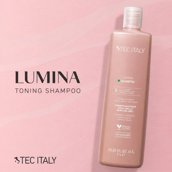 Tec Italy Lumina Purple Toning Shampoo For Gray White Blonde Hair Neutralizes Yellow Tones Enhances Shine Color Safe Gentle Cleanser Anti
