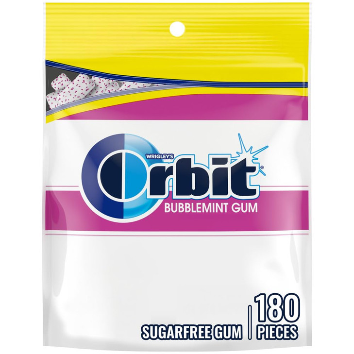 Orbit Bubblemint Sugar Free Chewing Gum Value Bulk Pack 180 Piece Bag