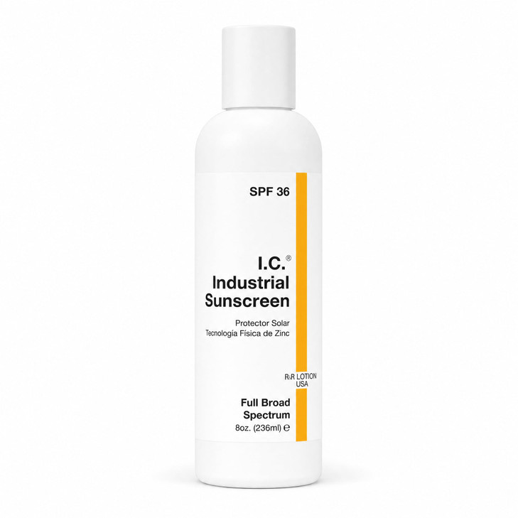 I.C. Industrial Sunscreen Mineral Based Spf 36 Physical Zinc Protection Full Broad Spectrum 80 Minute Sweat And Water Resistant Heat Stress.