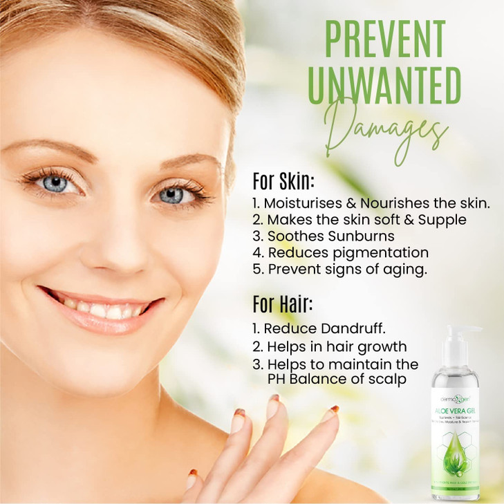 DERMAXGEN Aloe Vera Gel With Witch Hazel + Vitamin C + Vitamin E - Skin Soothes, Moisture And Repair Formula, Nutrients Rich And Cold Pressed 8.5 Fl