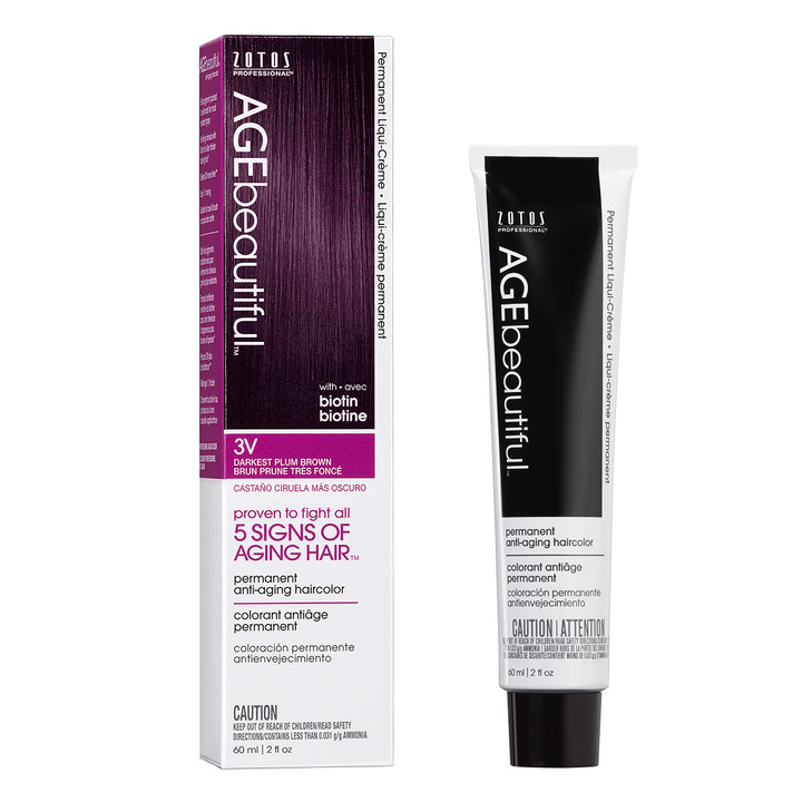Age Beautiful Permanent Hair Dye 3V Darkest Plum Brown Burgundy Violet Brown Hair Color Cream With 100 Percent Gray Coverage Anti Aging