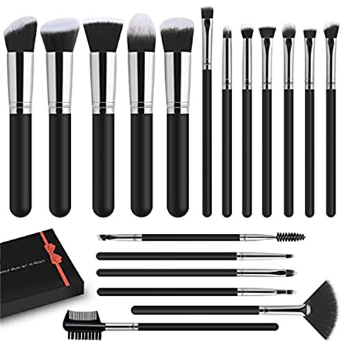 JAYWAYNE Makeup Brushes Set 18Pcs Premium Synthetic Foundation Brush for Liquid Makeup Brush Professional Make Up Brush Set Black