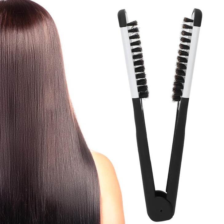 ZJchao Double-Sided Hair Straightening Clamp Brush - DIY Salon Hairdressing Styling Tool for Women and Men
