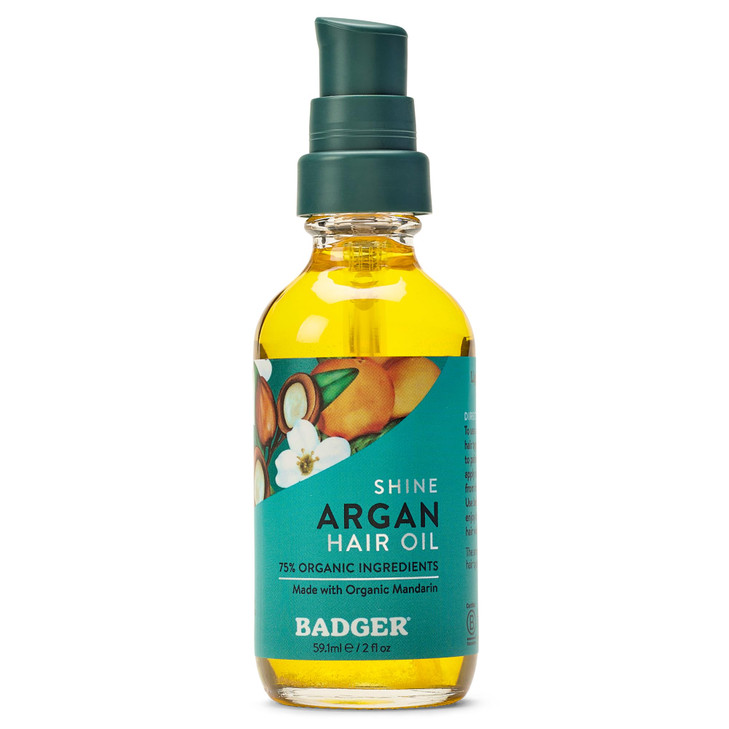 Badger Organic Argan Hair Oil Frizz Taming 2 Fl Oz Glass Bottle