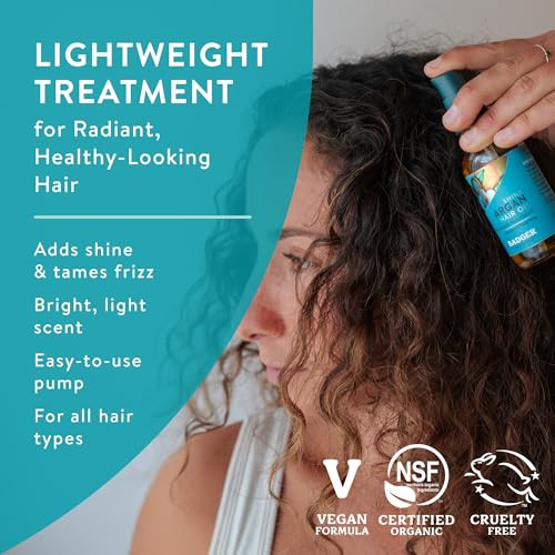 Badger Organic Argan Hair Oil Frizz Taming 2 Fl Oz Glass Bottle