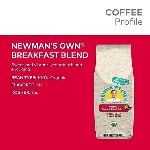 Newman S Own Organics Breakfast Blend Ground Coffee Fair Trade Certified Medium Roast Bagged 10Oz