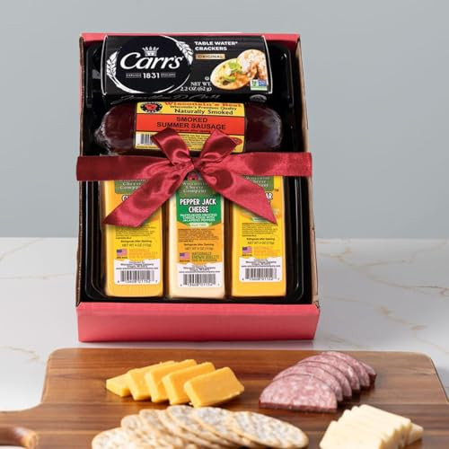 Wisconsin Cheese Company Classic Cheese And Summer Sausage Gift Box Made In Wisconsin Charcuterie Board Gift Set For Entertaining And