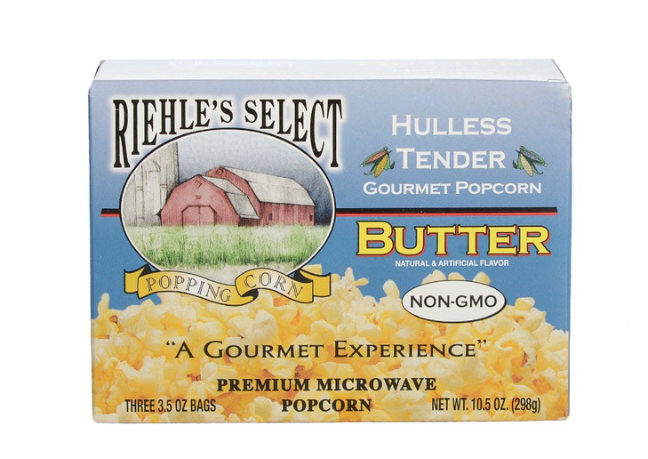 Riehle S Select Popping Corn Hulless Butter Microwave Popcorn 3Count