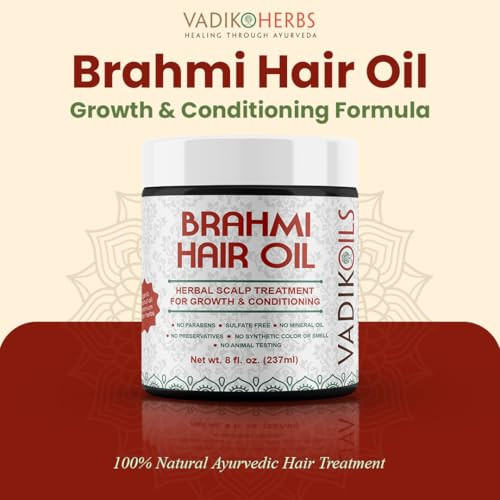 Vadik Herbs Brahmi Hair Oil Ayurvedic Ritual 11 Herbs 8 Oz