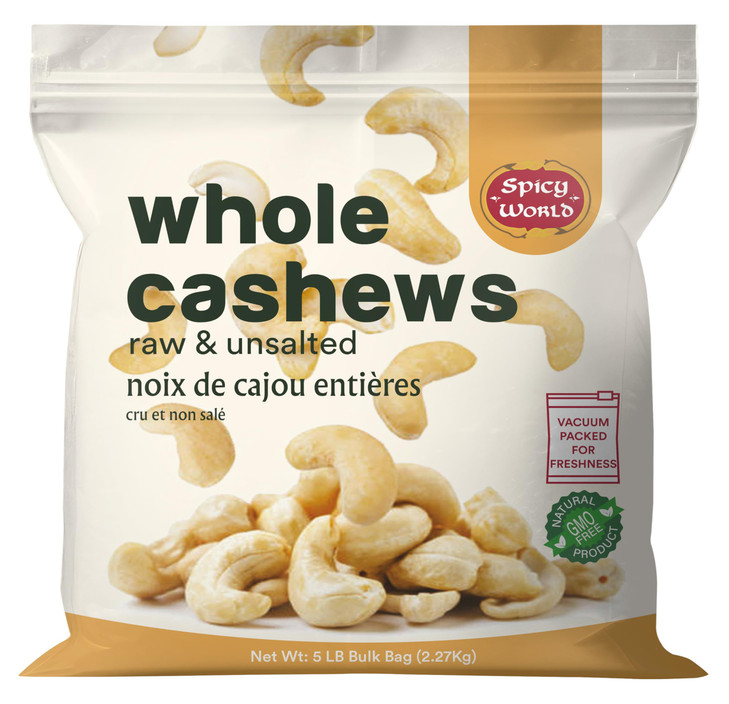 Spicy World Raw Cashews 5 Lb 80Oz Bulk Non Gmo Gluten Free Peanut Free No Additives Unsalted Natural And Pure Whole Cashews Great For Pesto