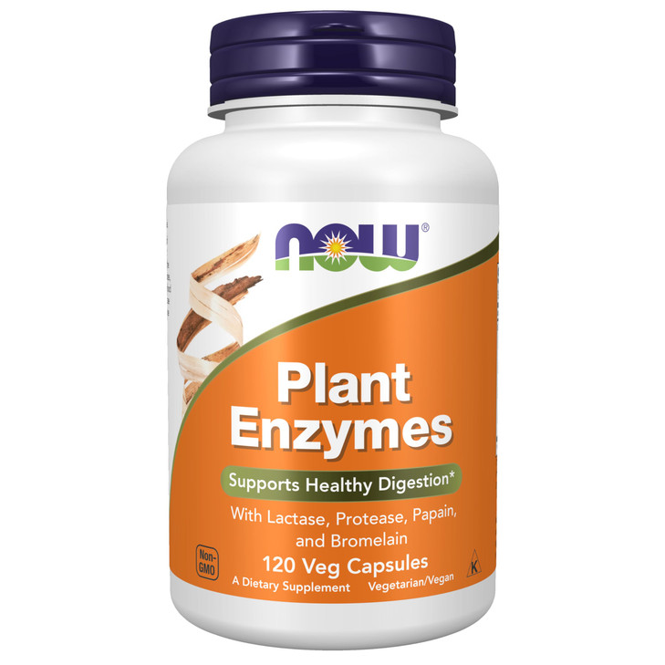 NOW Foods Supplements, Plant Enzymes with Lactase, Protease, Papain and Bromelain, 120 Veg Capsules