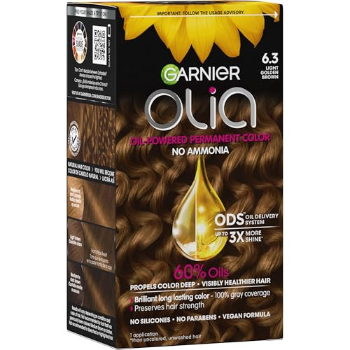 Garnier Olia Hair Color Ammonia Free Permanent Hair Dye Oil Powered Formula For 100 Percent Gray Coverage And 3X Shinier Hair Vegan And