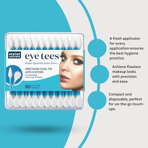 Fran Wilson Eye Tees Cotton Tips 80 Count 3 Pack Precision Makeup Applicator Double Sided Swabs With Pointed And Rounded Ends For Perfect
