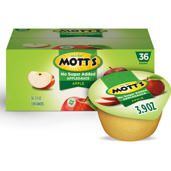 Mott S No Sugar Added Applesauce 3.9 Oz Cups 36 Count