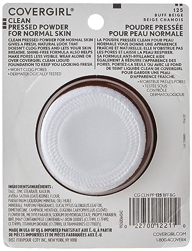 Covergirl Clean Pressed Powder Foundation 125 Buff Beige 0.39 Fl Oz