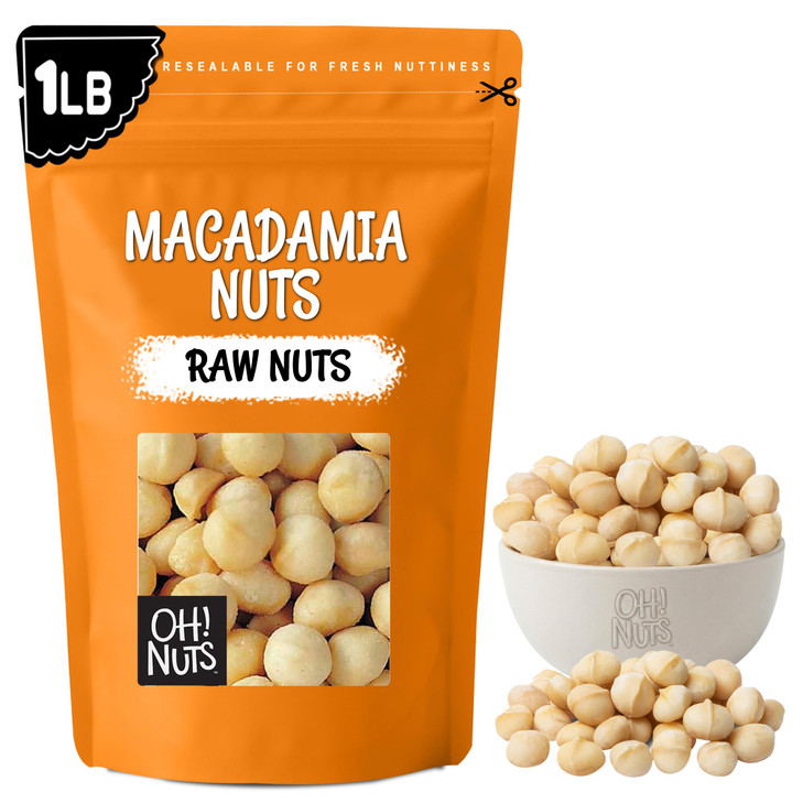 Oh Nuts Macadamia Nuts Raw Unsalted Jumbo 1Lb 100 Percent Natural