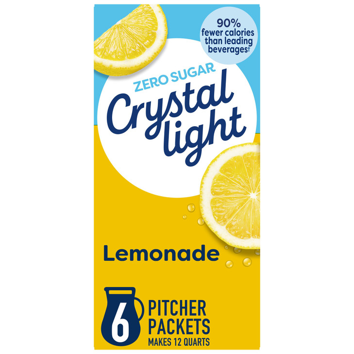 Crystal Light Lemonade Naturally Flavored With Other Natural Flavor Powdered Drink Mix 72 Ct Pitcher Packets 12 Canisters Of 6 Pitcher