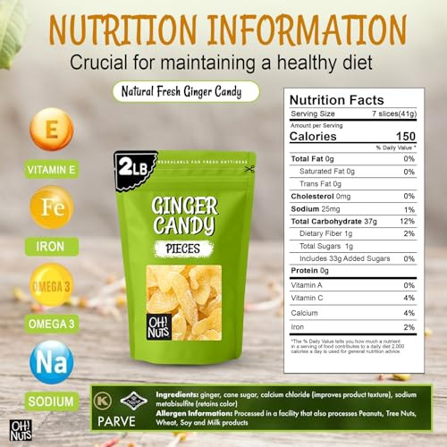Oh Nuts Ginger Candy Pieces Dried Fruit Slices Crystallized Sugar Coated
