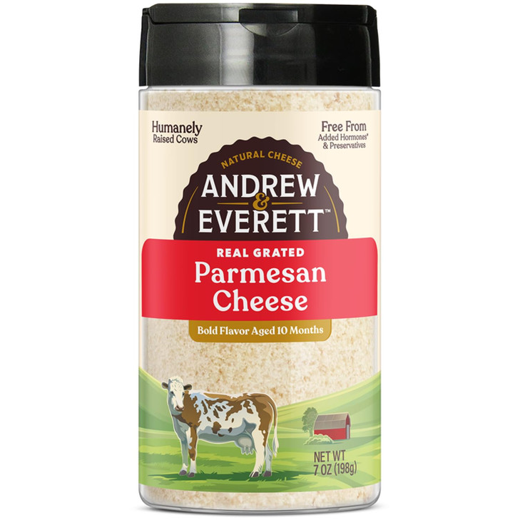 Andrew And Everett Hormone Free Grated Parmesan Cheese 7 Oz Container