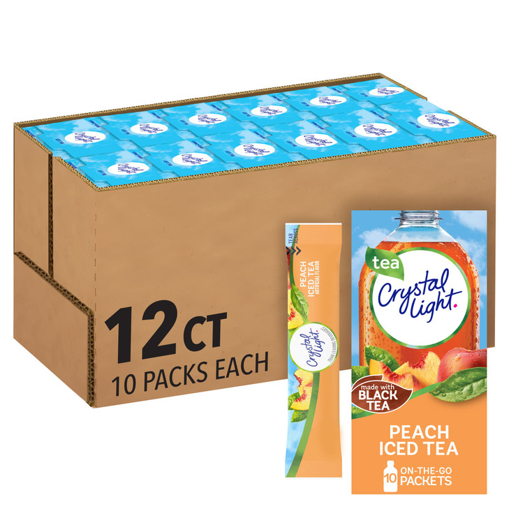 Crystal Light Drink Mix 120 Packets For Convenient On The Go Flavorful Hydration Artificially Flavored Peach Iced Tea Zero Sugar 0.07 Oz