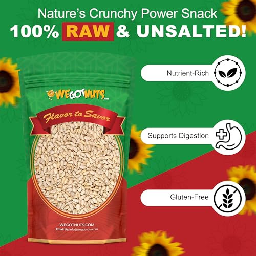 Raw Sunflower Seed Kernels By We Got Nuts Premium Quality Kosher Shelled Sunflower Seeds Natural And Healthy Fitness And Diet Friendly Snack