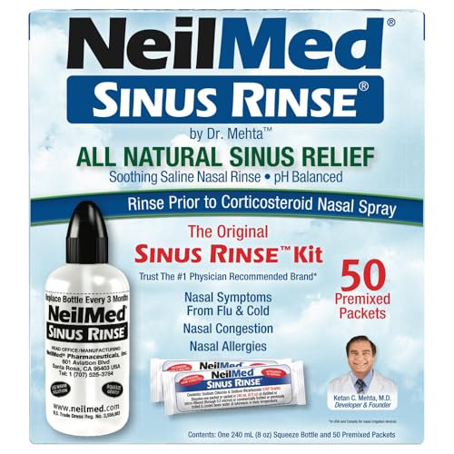 NeilMed Sinus Rinse - A Complete Sinus Nasal Rinse Kit, 50 count (Pack of 1) Count may vary