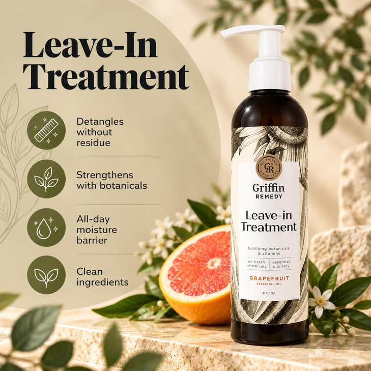 Griffin Remedy Leave In Conditioner Treatment Lightweight Moisture Formula To Smooth Frizz And Add Shine For All Hair Types All Natural
