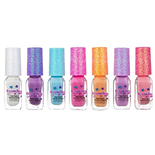 7Pc Shimmer Nail Polish Set With Glitter Caps Safe And Non Toxic Nail