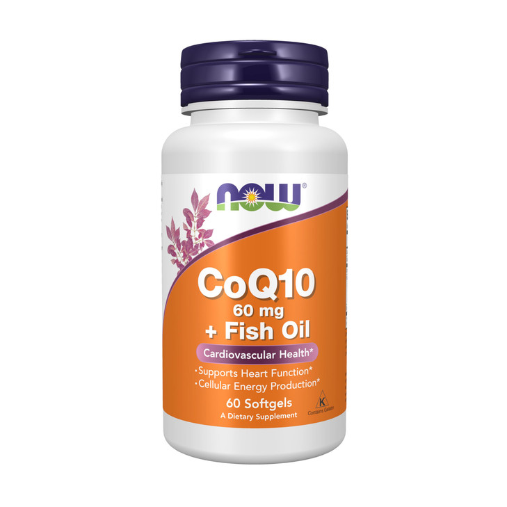 NOW Foods Supplements, CoQ10 60 mg with Omega 3 Fish Oil, Cardiovascular Health*, 60 Softgels