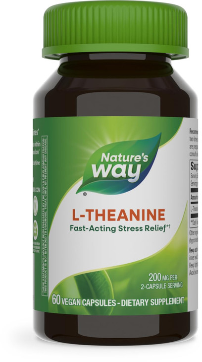 Nature's Way L-Theanine, Stress Support*, Promotes Relaxation*, 200 mg per 2-Capsule Serving, Vegan, 60 Capsules (Packaging May Vary)