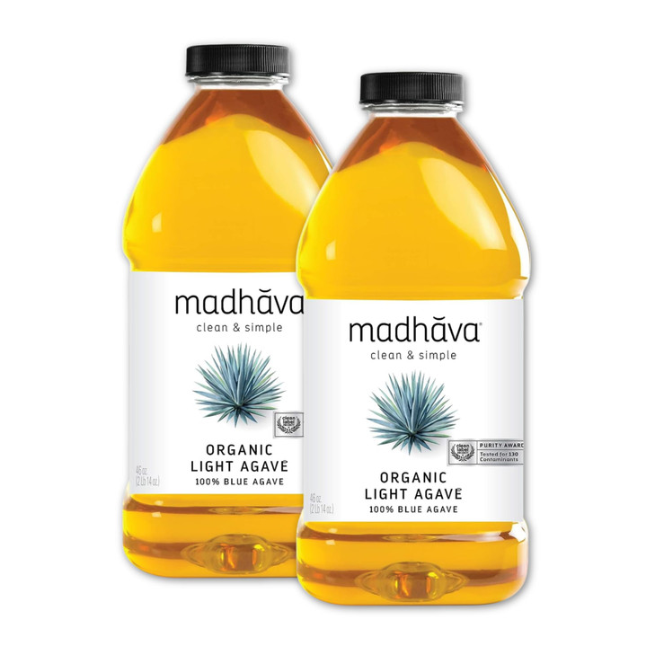 Madhava Organic Light Agave 100 Percent Pure Blue Nectar Sugar Alternative Vegan Non Gmo Natural Liquid Sweetener 46 Oz. Pack Of 2