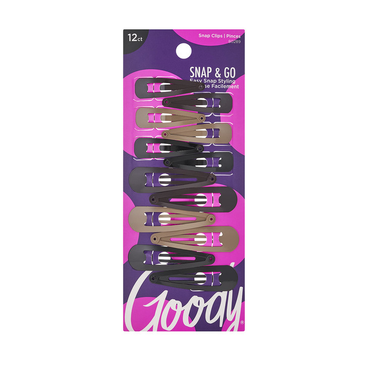 Goody Metal Contour Hair Snap Clips 12 Count Assorted Colors Just Snap Into Place Suitable For All Hair Types Pain Free Hair Accessories For