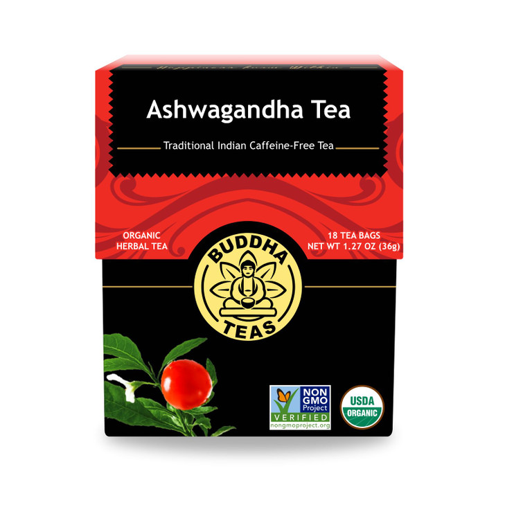 Buddha Teas Organic Ashwagandha Tea Herbal Tea Caffeine Free