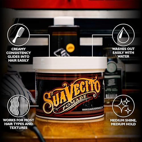 Suavecito Original Hold Pomade 32 Oz 1 Pack Medium Hold Hair Pomade For Men Medium Shine Water Based Wax Like Flake Free Hair Gel Easy To