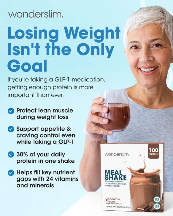 Wonderslim Protein Meal Replacement Shake Powder 7Ct Chocolate Cream