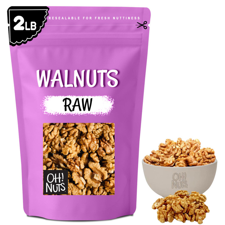 Oh Nuts Raw Walnuts Bulk 2Lb Halves And Pieces Unsalted Nuts Keto