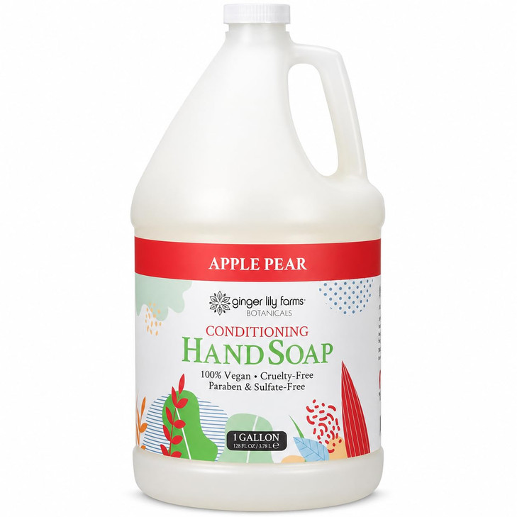 Ginger Lily Farms Botanicals All Purpose Liquid Hand Soap Refill 100 Percent Vegan And Cruelty Free Apple Pear Scent 1 Gallon 128 Fl. Oz