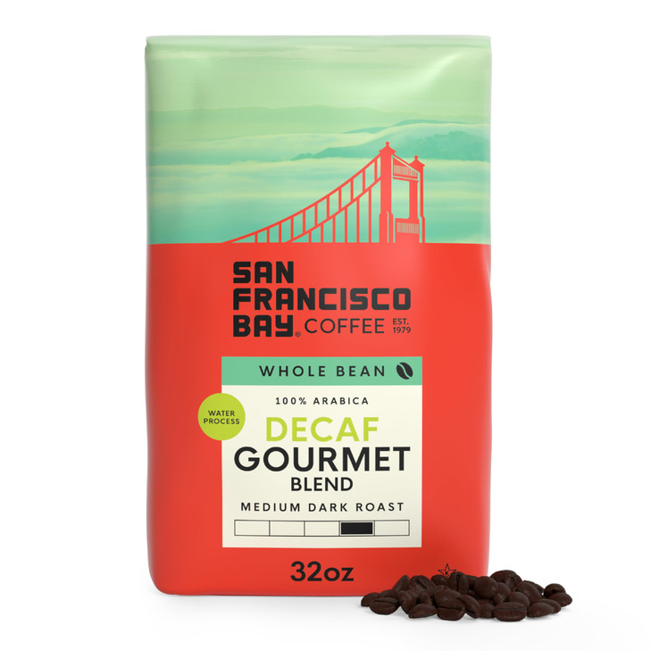 San Francisco Bay Coffee Decaf Gourmet Blend Whole Bean Coffee 2 Lb Bag