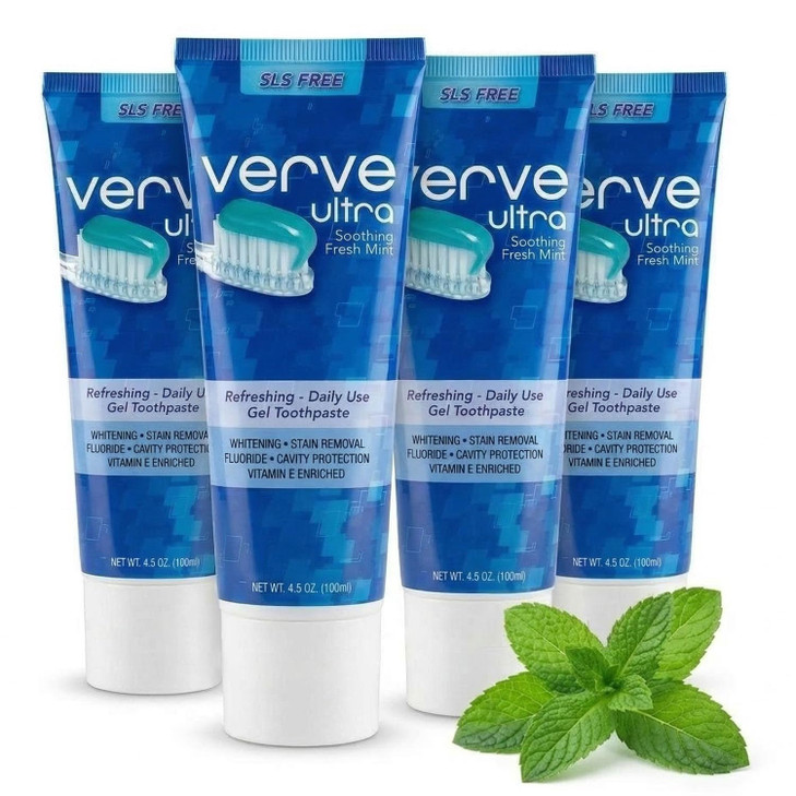 Verve Ultra Sls Free Toothpaste With Fluoride 4.5 Oz. Pack Of 4
