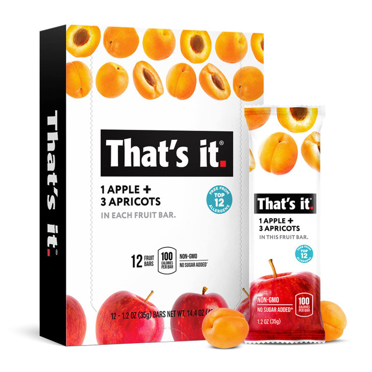 That S It. Apple Plus Apricot 100 Percent Natural Real Fruit Bar 12 Pack