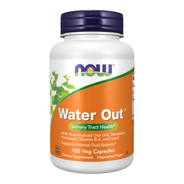 NOW Foods Supplements, Water Out With Standardized Uva Ursi, Dandelion, Potassium and Vitamin B-6, 100 Veg Capsules
